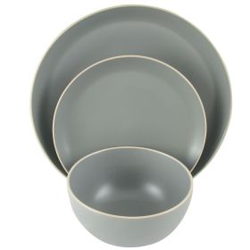 Gibson Home Rockaway 12 Piece Stoneware Dinnerware Set in Matt Grey