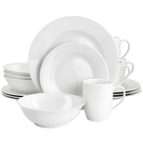 Gibson Home White Cloud Fine Ceramic 16 Piece Dinnerware Set in White