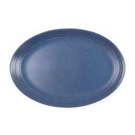 Gibson 14 Inch Stoneware Oval Platter in Blue Speckle