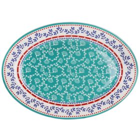 Gibson Home VIllage Vines 14 Inch Fine Ceramic Oval Platter in Multi