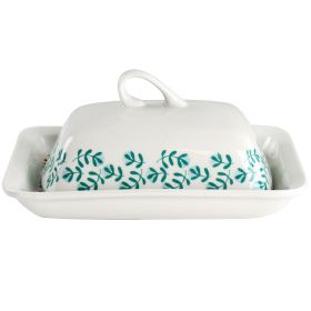 Gibson Home Village Vines 2 Piece Fine Ceramic Butter Dish in Multi