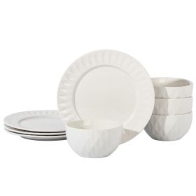 Gibson Home Fine Ceramic 8 Piece Dinnerware Set in White