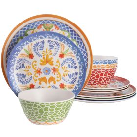 Laurie Gates California Designs Tierra 12 Piece Bamboo Fiber Dinnerware Set in Multi-Color