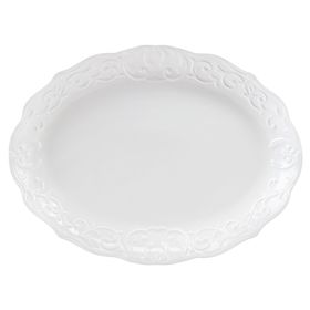 Gibson Home Bountiful Joy 18.75 x 14 Inch Durastone Oval Platter in White