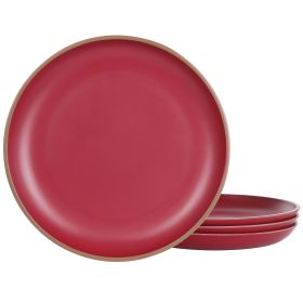 Gibson Home Rockabye 4 Piece Melamine Dinner Plate Set in Dark Pink