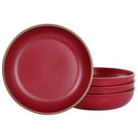 Gibson Home Rockabye 4 Piece Melamine Dinner Bowl Set in Dark Pink