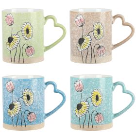 Gibson Home Sunbloom 4 Piece 15 Ounce Stoneware Mug Set in Assorted Colors