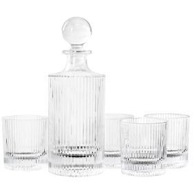 Gibson Home Acropolis 5 Piece Decanter and Double Old Fashioned Glasses Set