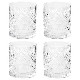 Gibson Home 4 Piece 13 Ounce Diamond Embossed Double Old Fashioned Glassware Set