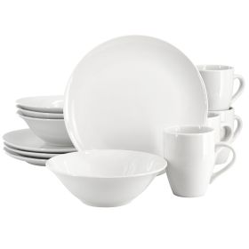 Gibson Home Wintercap 12 Piece Fine Ceramic Dinnerware Set in White