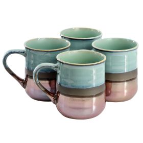 Gibson Home Copper Tonal 4 Piece 18 Ounce Stoneware Cup Set in Sage