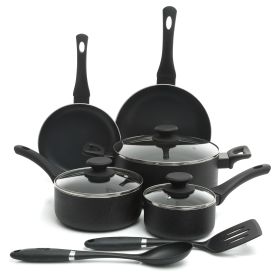 Oster Ashford 10 Piece Aluminum Nonstick Cookware Set in Black