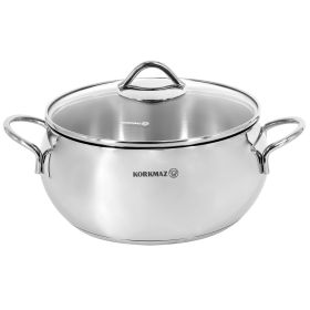 Korkmaz Tombik 7.1 Liter Stainless Steel Casserole in Polished Silver