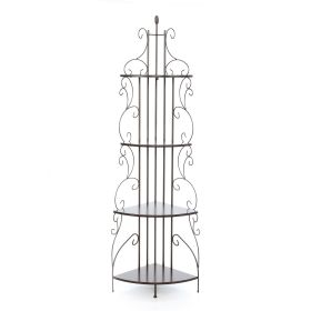 Ornate 4-Tier Metal Corner Bakers Rack Kitchen Dining Shelf