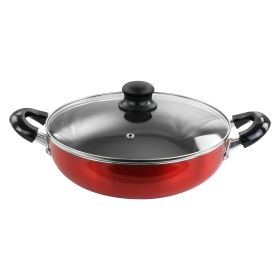 Better Chef 10 Inch Red Aluminum Deep Frying Pan with Glass Lid