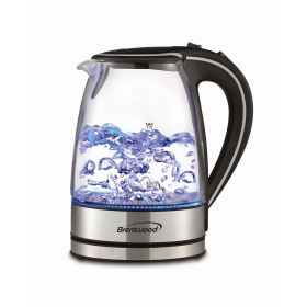 Brentwood 1.7L Tempered Glass Tea Kettle in Black